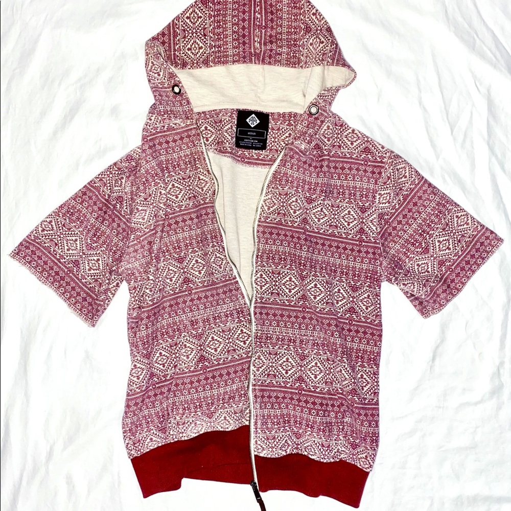 Unisex Custom Cut-Off Aztec Short Sleeve Hoodie